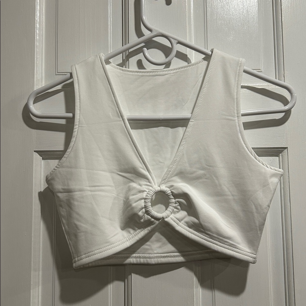 White Ring Detail Crop Top